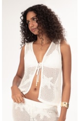 Colete Jacquard Floral Off White