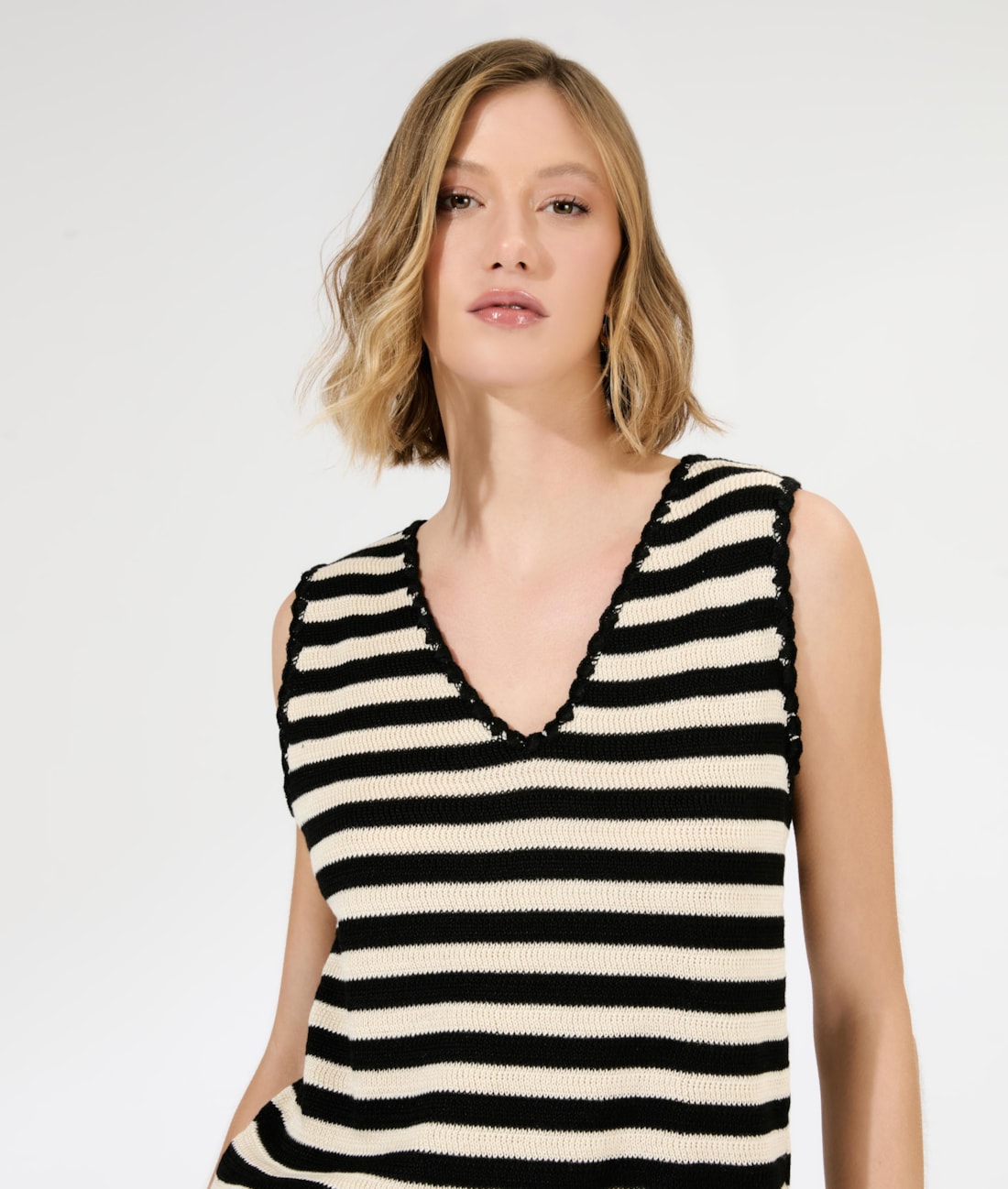 Colete Tricot Stripes Preto