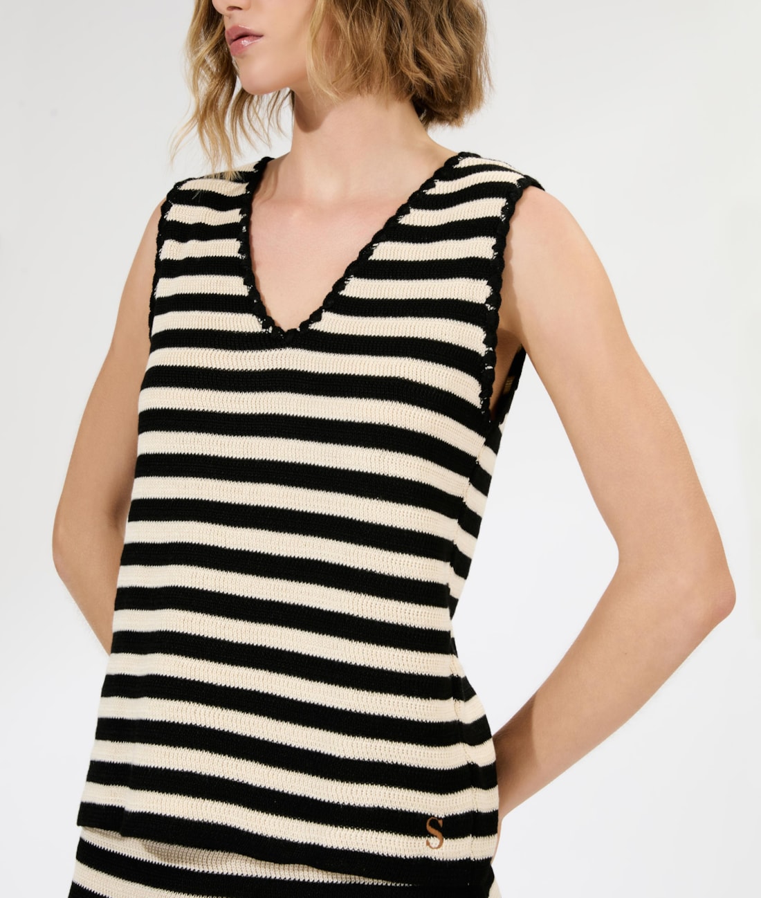 Colete Tricot Stripes Preto