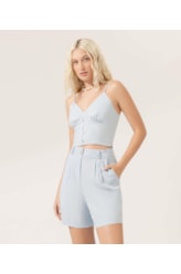 Cropped Cambraia Linho Fiji Azul Claro