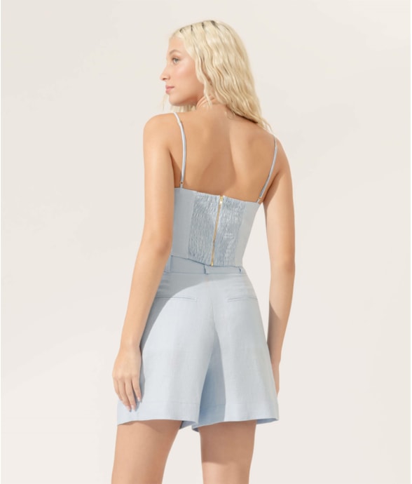 Cropped Cambraia Linho Fiji Azul Claro