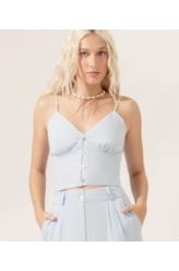 Cropped Cambraia Linho Fiji Azul Claro