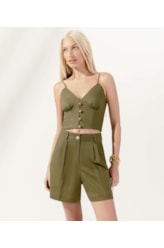 Cropped Cambraia Linho Fiji Verde Militar
