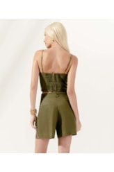 Cropped Cambraia Linho Fiji Verde Militar
