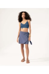 Cropped Tricot Crochet Azul Bic