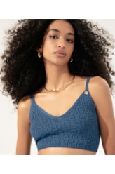 Cropped Tricot Crochet Azul Bic