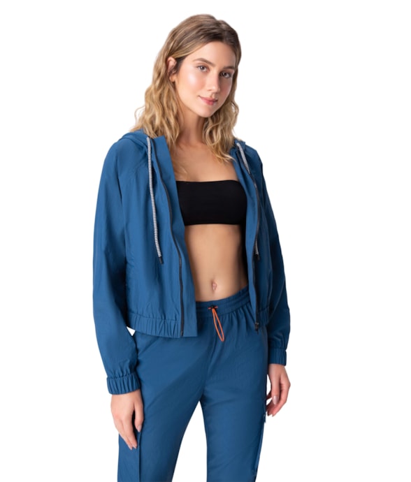 Jaqueta Holiday Com Capuz Azul Jeans