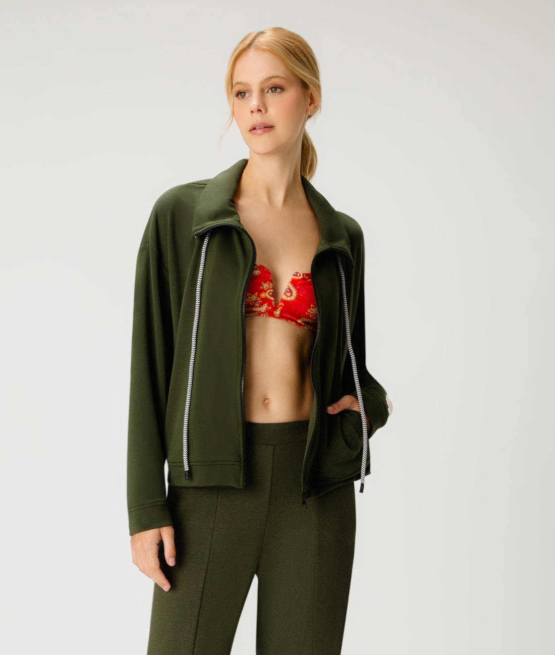 Jaqueta Linen Visco Verde Militar