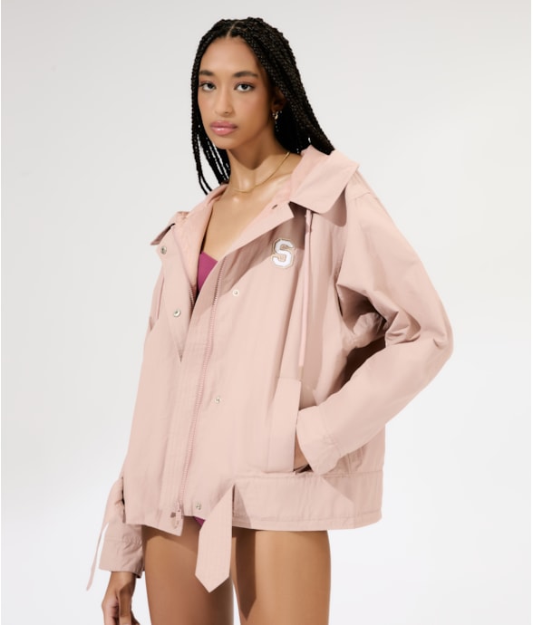 Jaqueta Patch Cotton Nylon Hood Rosa Dusty