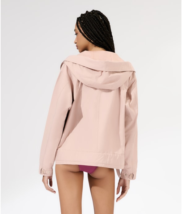 Jaqueta Patch Cotton Nylon Hood Rosa Dusty