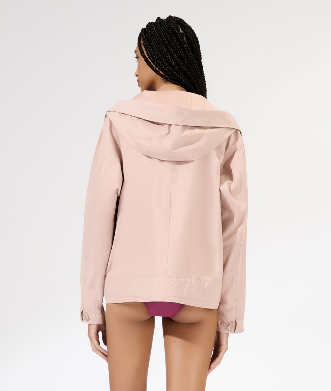 Jaqueta Patch Cotton Nylon Hood Rosa Dusty