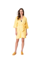 Kimono Resort Linen Gaze Amarelo