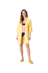 Kimono Resort Linen Gaze Amarelo