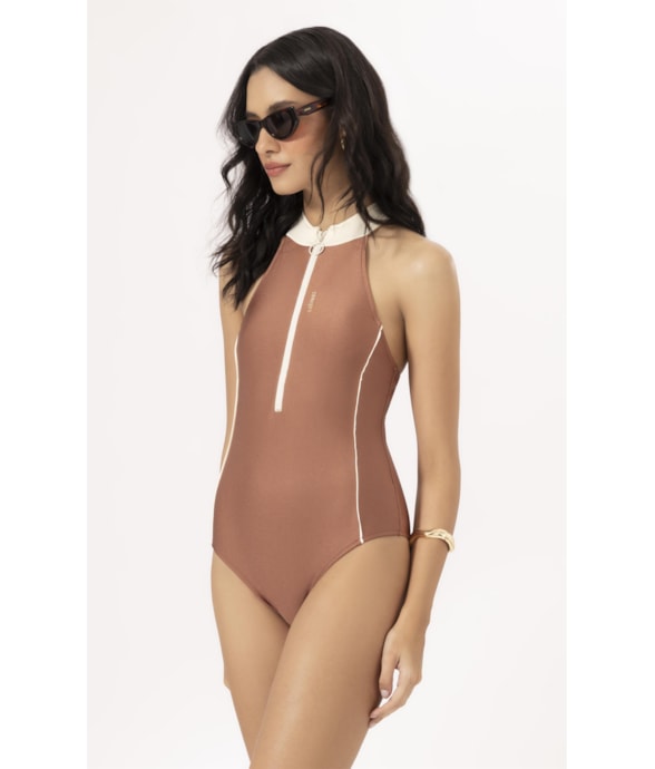 Maillot Nadador Gola Alta Apres Marrom