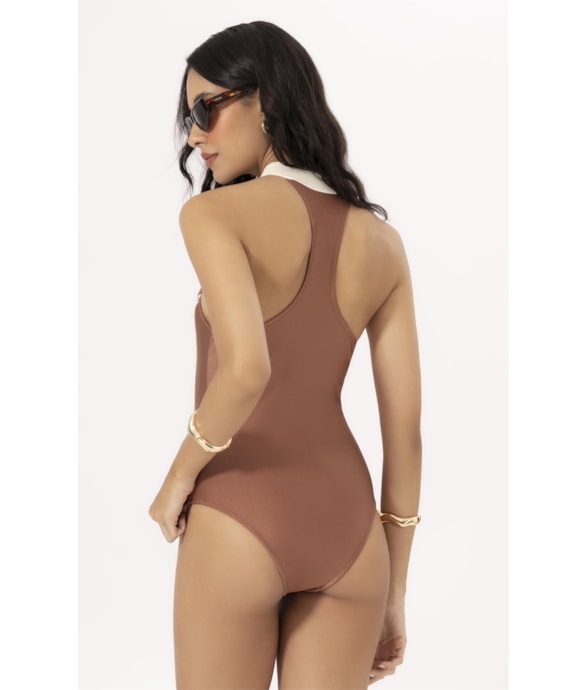 Maillot Nadador Gola Alta Apres Marrom