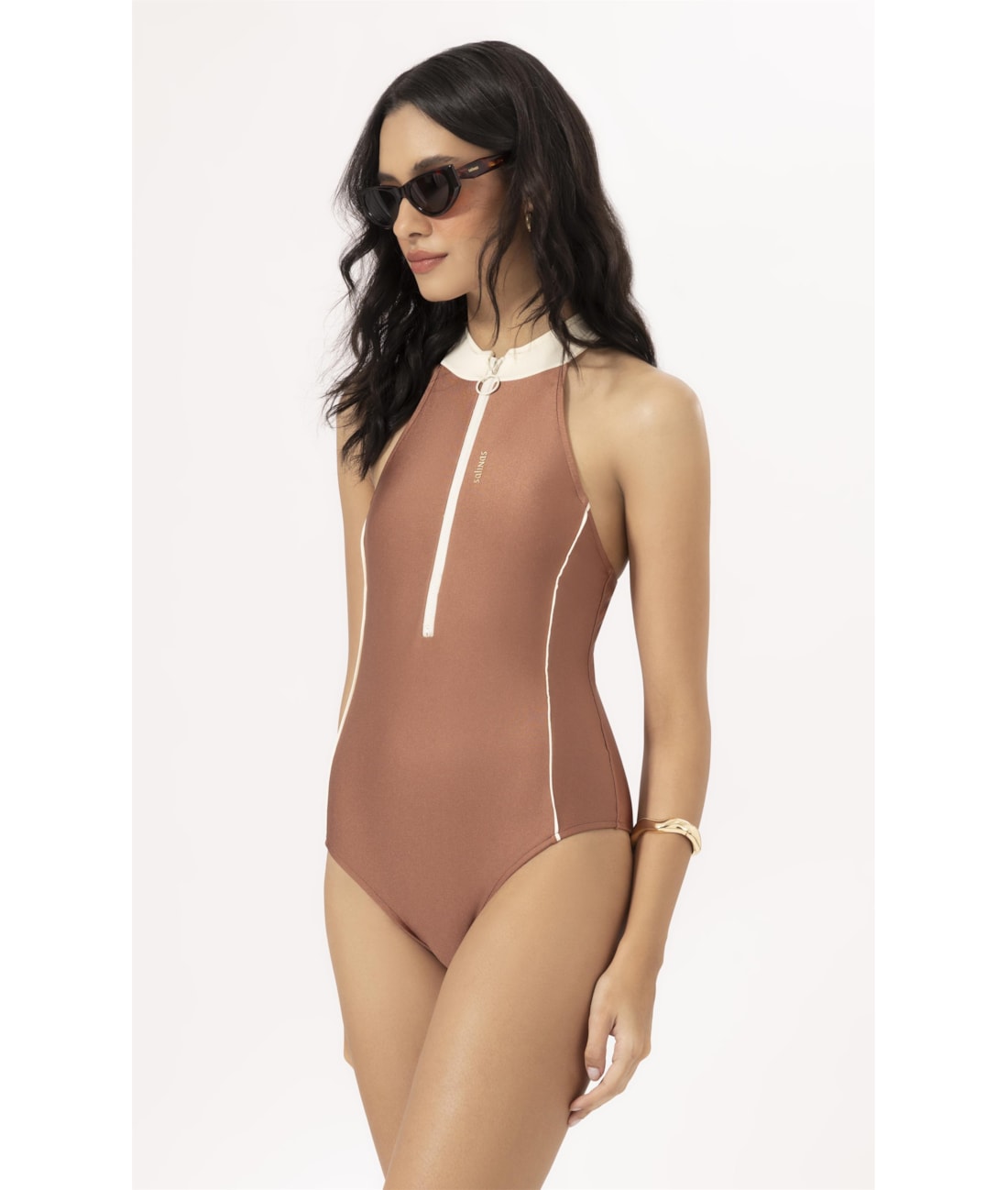 Maillot Nadador Gola Alta Apres Marrom