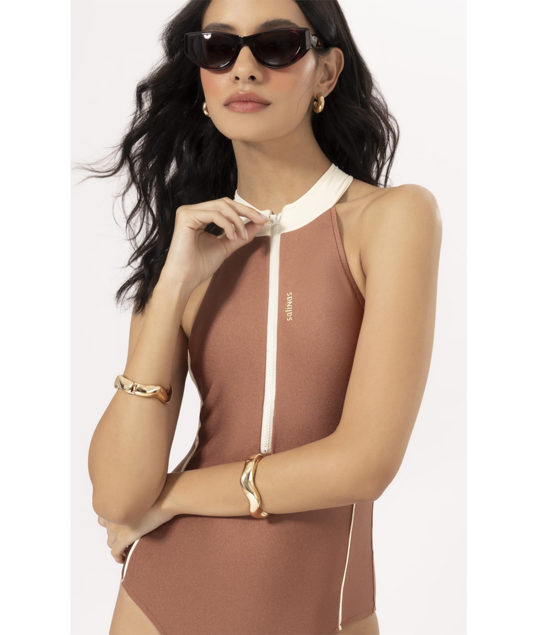 Maillot Nadador Gola Alta Apres Marrom
