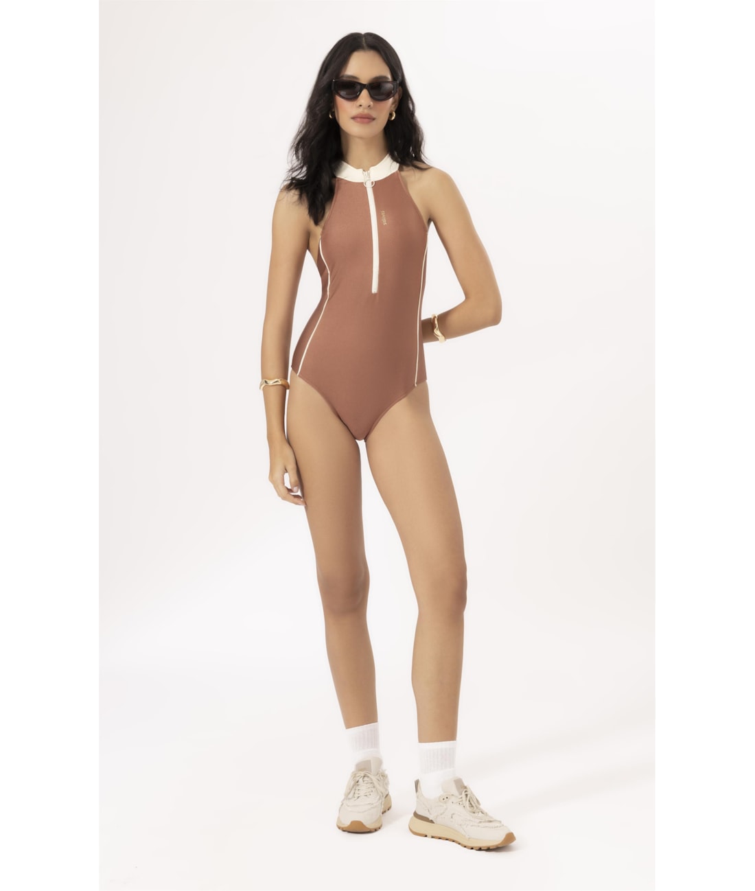 Maillot Nadador Gola Alta Apres Marrom