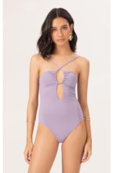 Maiô Decote Franzido Draping Lilas