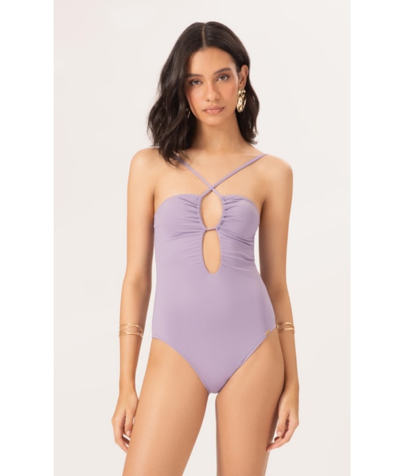 Maiô Decote Franzido Draping Lilas