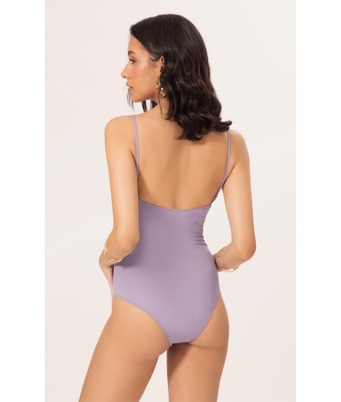 Maiô Decote Franzido Draping Lilas