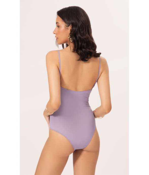 Maiô Decote Franzido Draping Lilas