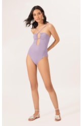 Maiô Decote Franzido Draping Lilas