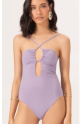 Maiô Decote Franzido Draping Lilas
