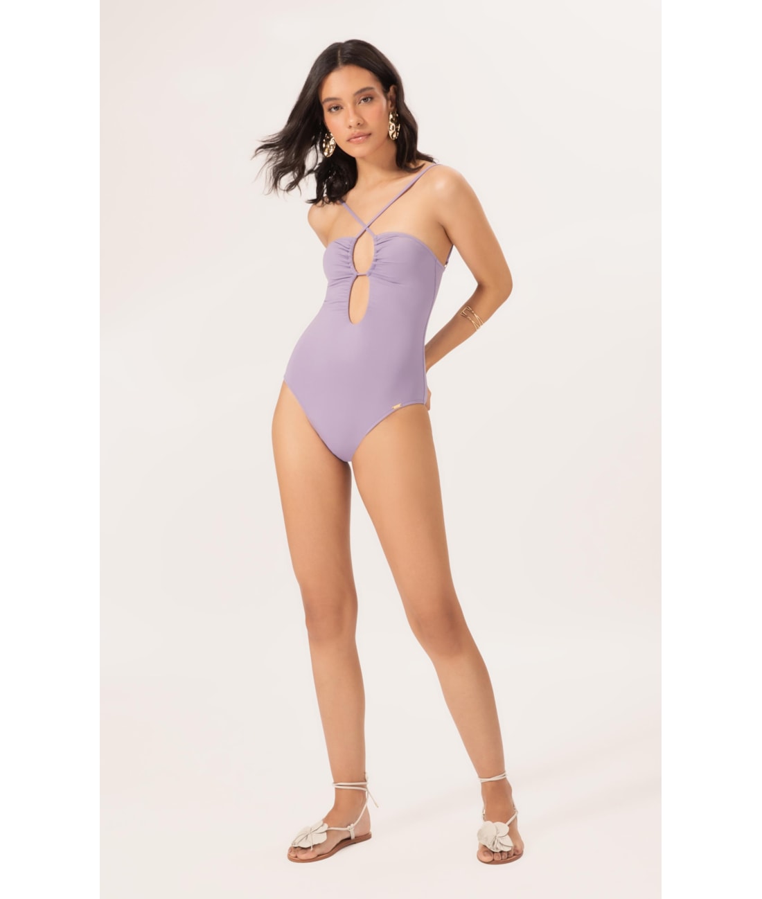 Maiô Decote Franzido Draping Lilas