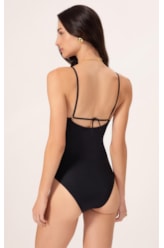 Maiô Decote Franzido Draping Preto