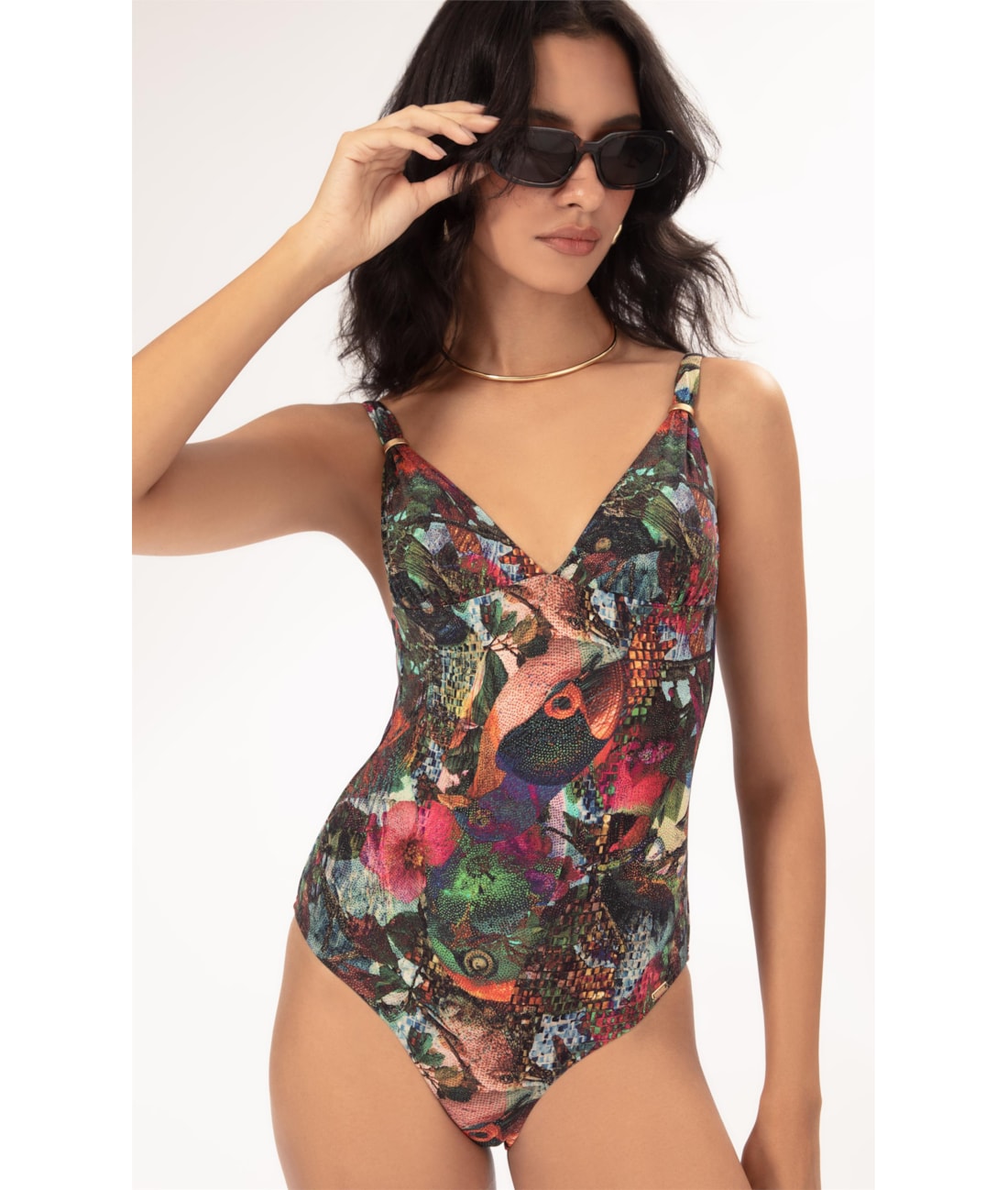 Maiô Decote v Comfort Flora Musgo