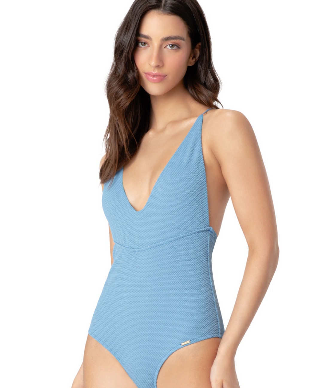 Maiô Decote v Entrenós Azul Seco