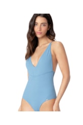 Maiô Decote v Entrenós Azul Seco