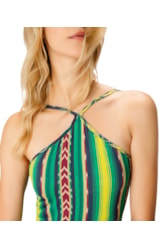 Maiô Detalhe Costas Color Ikat Verde Escuro