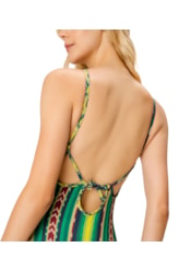 Maiô Detalhe Costas Color Ikat Verde Escuro