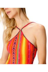 Maiô Detalhe Costas Color Ikat Vermelho