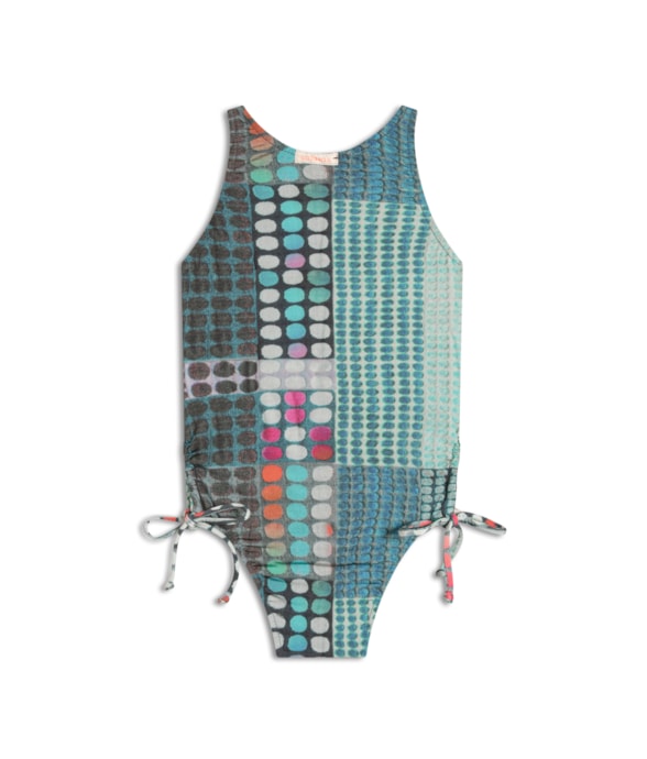 Maiô Infantil Detalhe Canal Cali Verde Agua