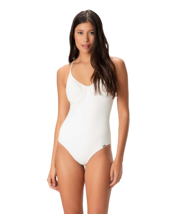 Maiô Meia Taça Detalhe Leme Off White
