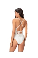 Maiô Meia Taça Detalhe Leme Off White