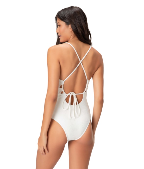 Maiô Meia Taça Detalhe Leme Off White