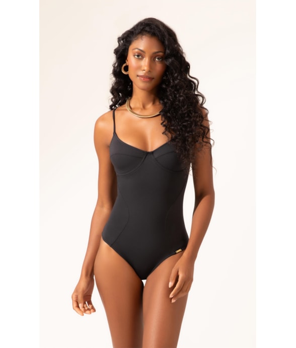 Maiô Meia Taça Madonna Coast Preto