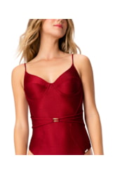Maiô Meia Taça Madonna Jacquard Vermelho