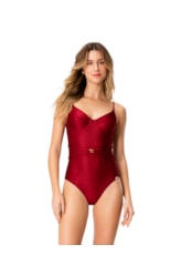 Maiô Meia Taça Madonna Jacquard Vermelho