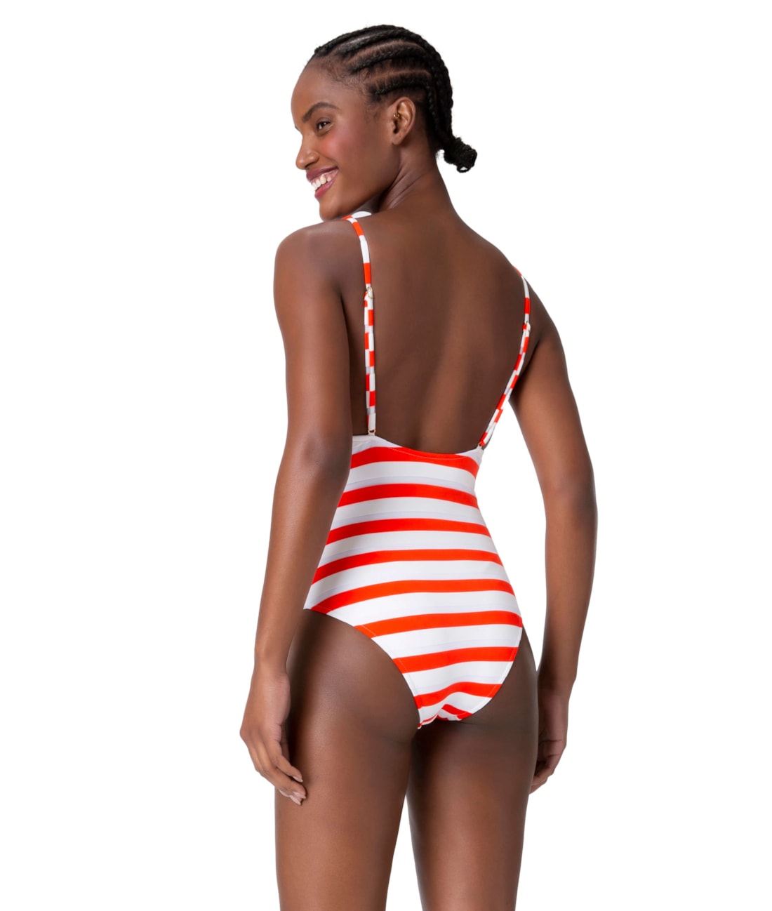 Maiô Minimal Stripe Navy Laranja