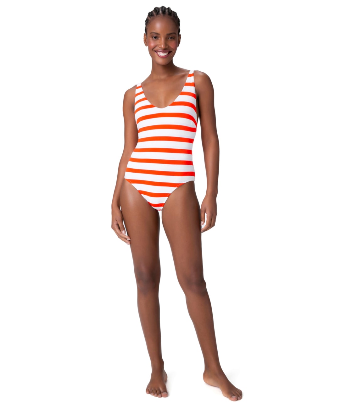 Maiô Minimal Stripe Navy Laranja