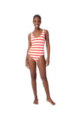 Maiô Minimal Stripe Navy Laranja