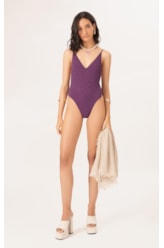Maiô Regata Asa Delta Crepe Shine Roxo