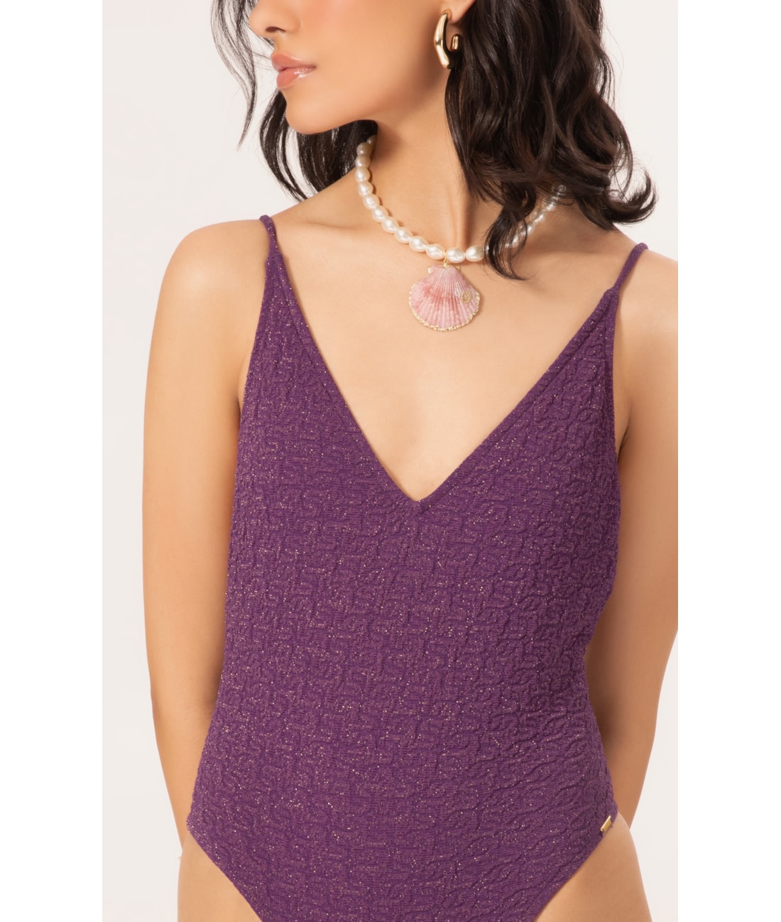 Maiô Regata Asa Delta Crepe Shine Roxo