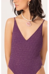 Maiô Regata Asa Delta Crepe Shine Roxo