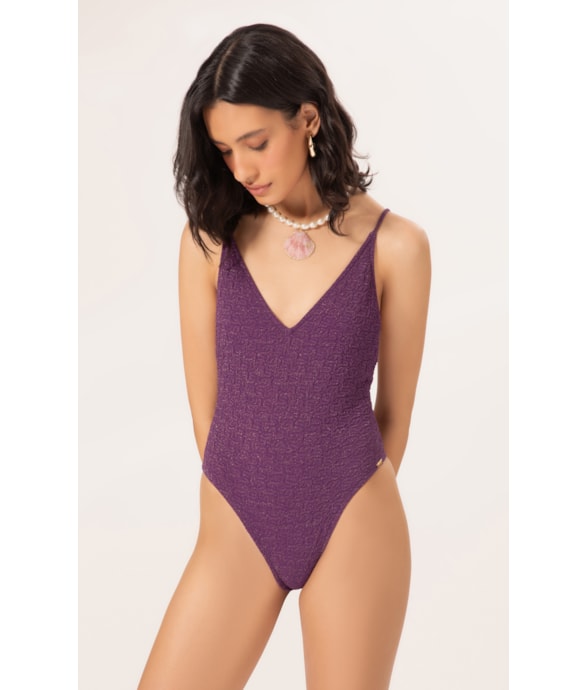 Maiô Regata Asa Delta Crepe Shine Roxo